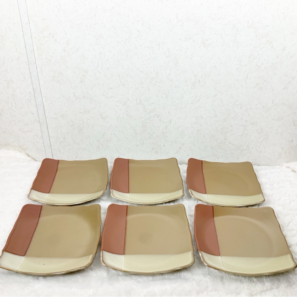 Sango Gold Dust Sienna 6 Square Salad Plates Western Southwest Earthtones Boho - Picture 3 of 14
